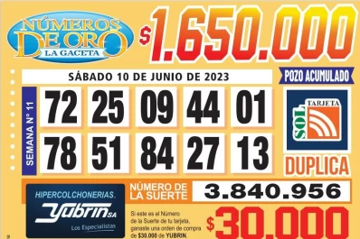 Los Números de Oro de LA GACETA del 10 de junio de 2023