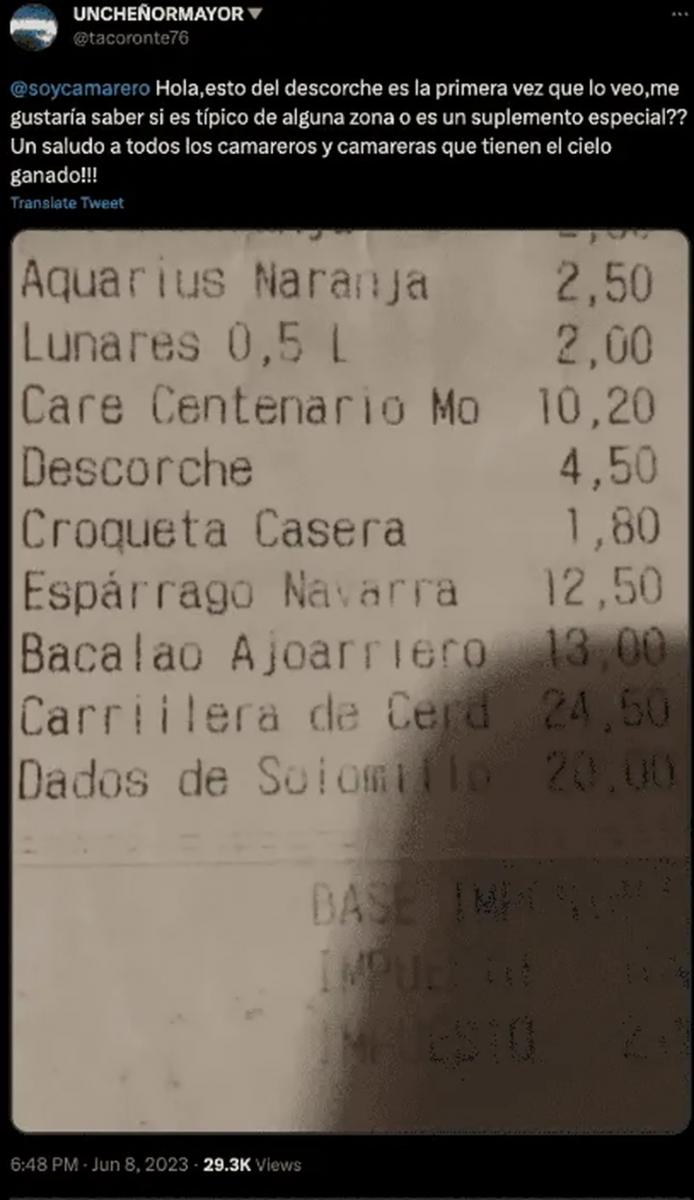 El insólito servicio que le cobraron en un restaurante: “Es la primera vez que lo veo”