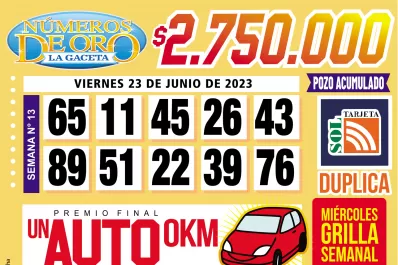 Los Números de Oro de LA GACETA del 23 de junio de 2023