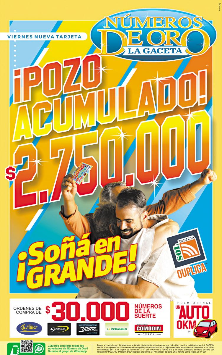 El pozo de los Números de Oro quedó vacante: ¡Acumula $ 2.750.000!