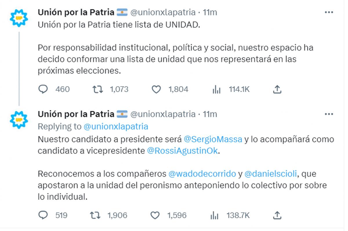 Con Manzur fuera de la pelea, Massa y Rossi integrarán la fórmula presidencial de Unión por la Patria