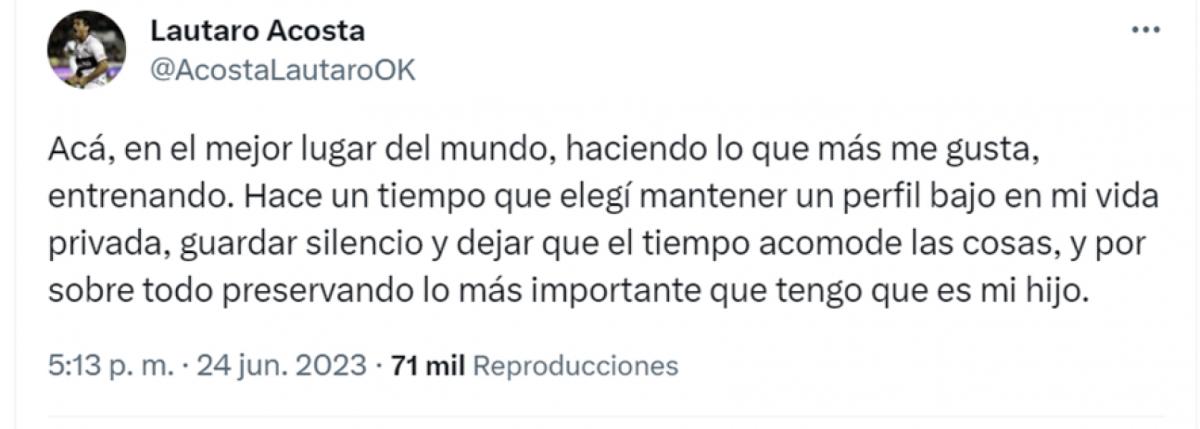 Los tuits de Lautaro Acosta tras ser denunciado por violencia de género.