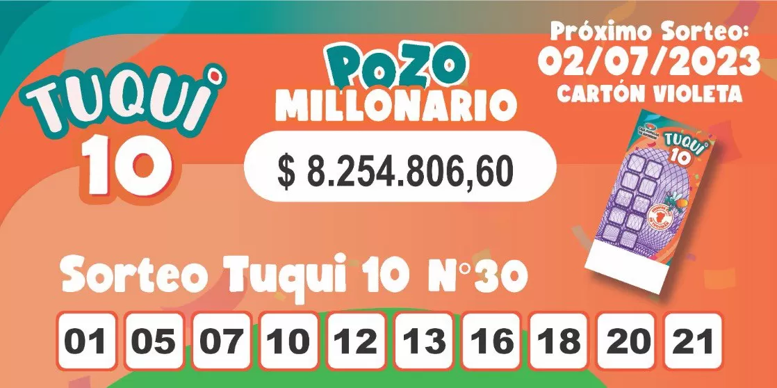 Tuqui 10: sorteo del domingo 25 de junio