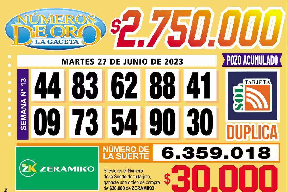 Los Números de Oro de LA GACETA del 27 de junio de 2023