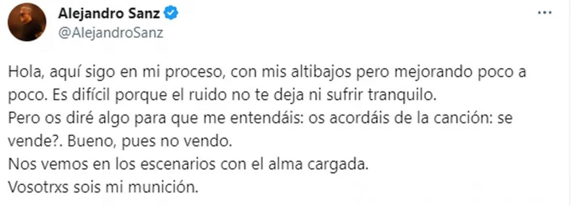 Alejandro Sanz volvió a hablar sobre la salud mental: “El ruido no te deja ni sufrir tranquilo”