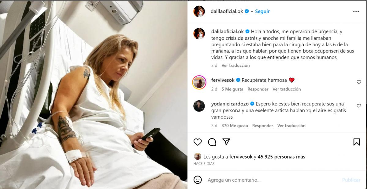 Dalila rompió el silencio y habló de su difícil momento de salud