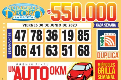 Los Números de Oro de LA GACETA del 30 de junio de 2023