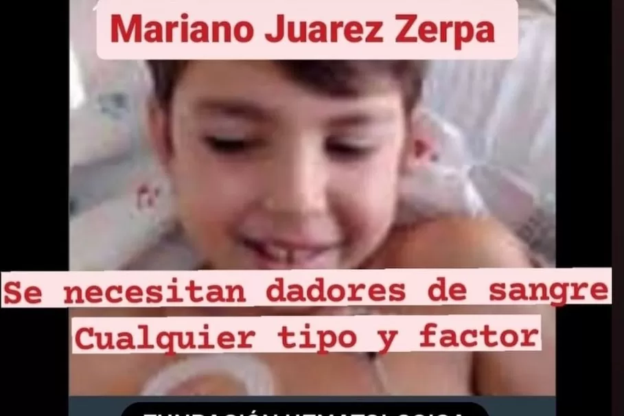 Piden dadores de sangre para un niño tucumano internado en Buenos Aires