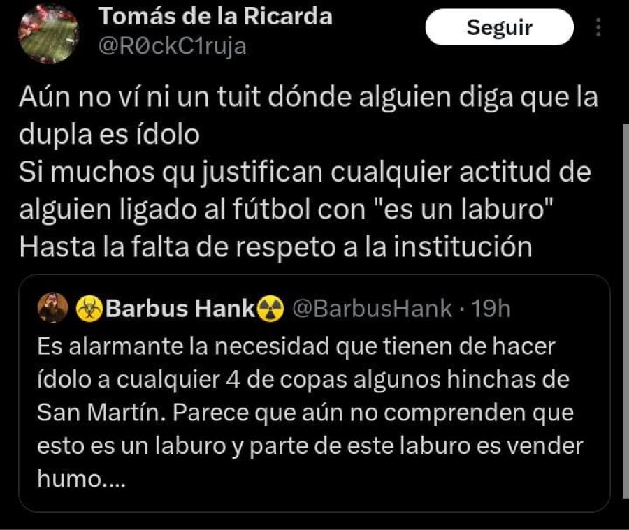 La bronca de los hinchas de San Martín en las redes por la llegada de la dupla Orsi-Gómez a Atlético Tucumán