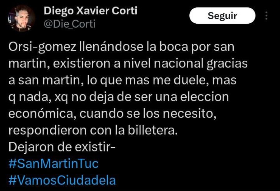 La bronca de los hinchas de San Martín en las redes por la llegada de la dupla Orsi-Gómez a Atlético Tucumán