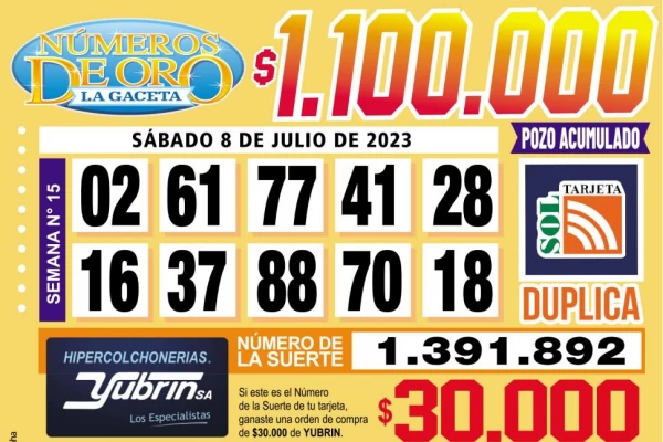 Los Números de Oro de LA GACETA del 8 de julio de 2023