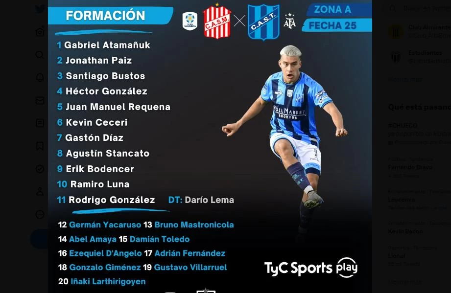 Los titulares del equipo visitante