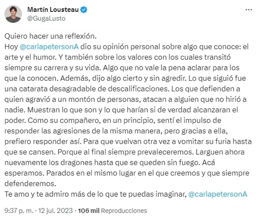 Carla Peterson fue tajante con la situación de Franco Rinaldi y fue atacada en las redes