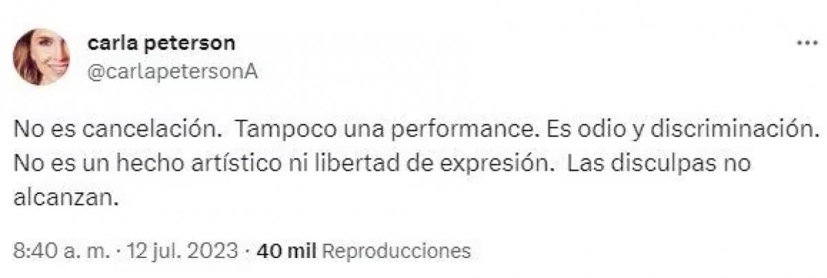 Carla Peterson fue tajante con la situación de Franco Rinaldi y fue atacada en las redes