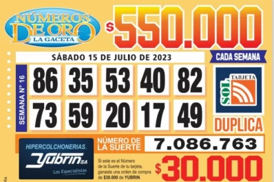 Los Números de Oro de LA GACETA del 15 de julio de 2023