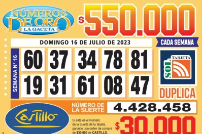 Los Números de Oro de LA GACETA del 16 de julio de 2023