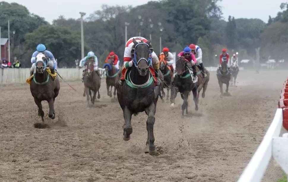 FUE IMPARABLE EN LA RECTA FINAL. Pertinax Joy, muy bien conducido por Cristian Caram, venció con claridad a Golpe Final. El domingo correrá en Santiago. la gaceta / foto de antonio ferroni