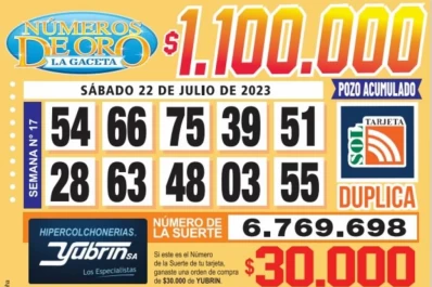 Los Números de Oro de LA GACETA del 22 de julio de 2023