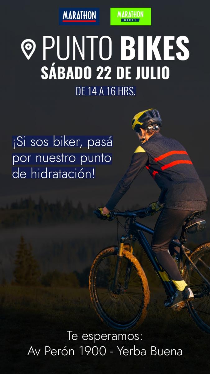 Si vas a pedalear por Yerba Buena hidratate en el punto de Marathon
