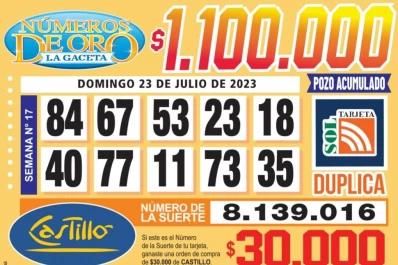 Los Números de Oro de LA GACETA del 23 de julio de 2023