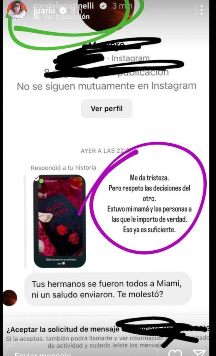 Cande Tinelli aseguró que está triste porque sus hermanos no la saludaron tras el lanzamiento de su nueva canción. (Instagram)