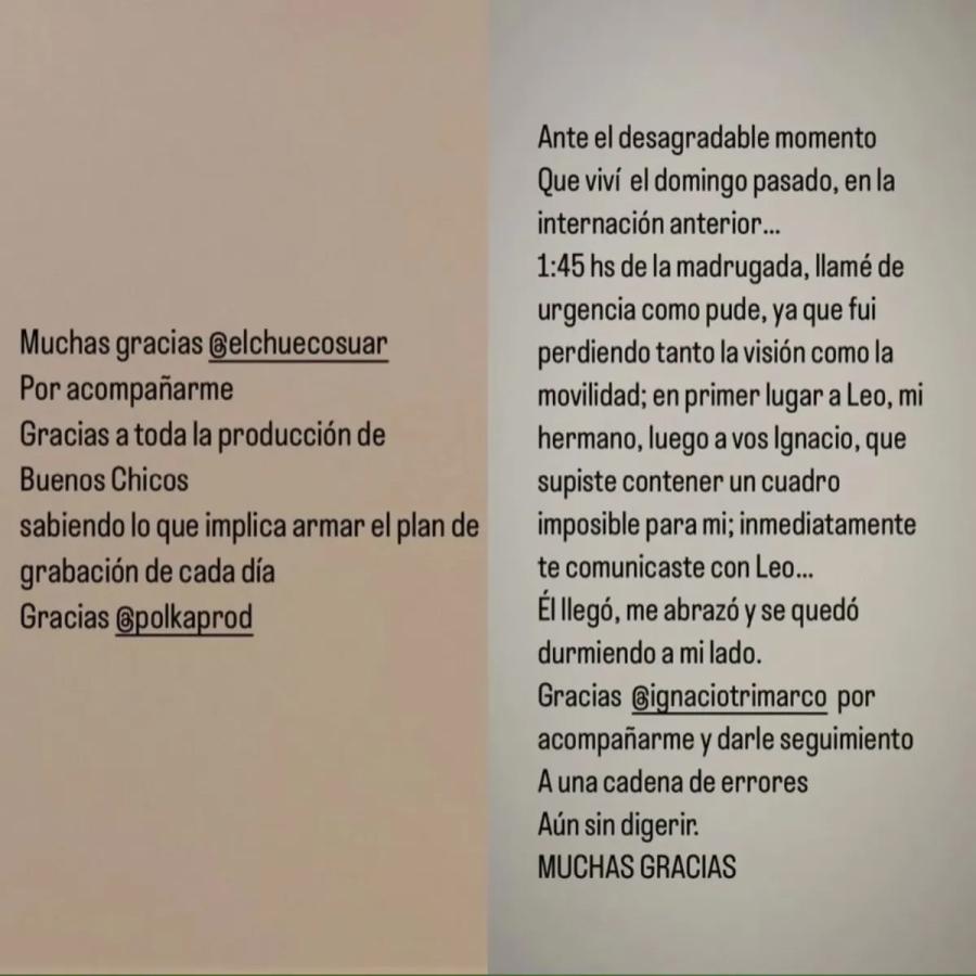 El posteo de Romina Gaetani en contra de la atención que recibió en la clínica.