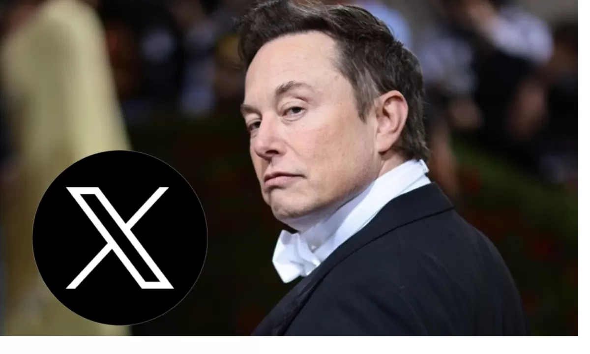 Elon Musk y el logo de X.