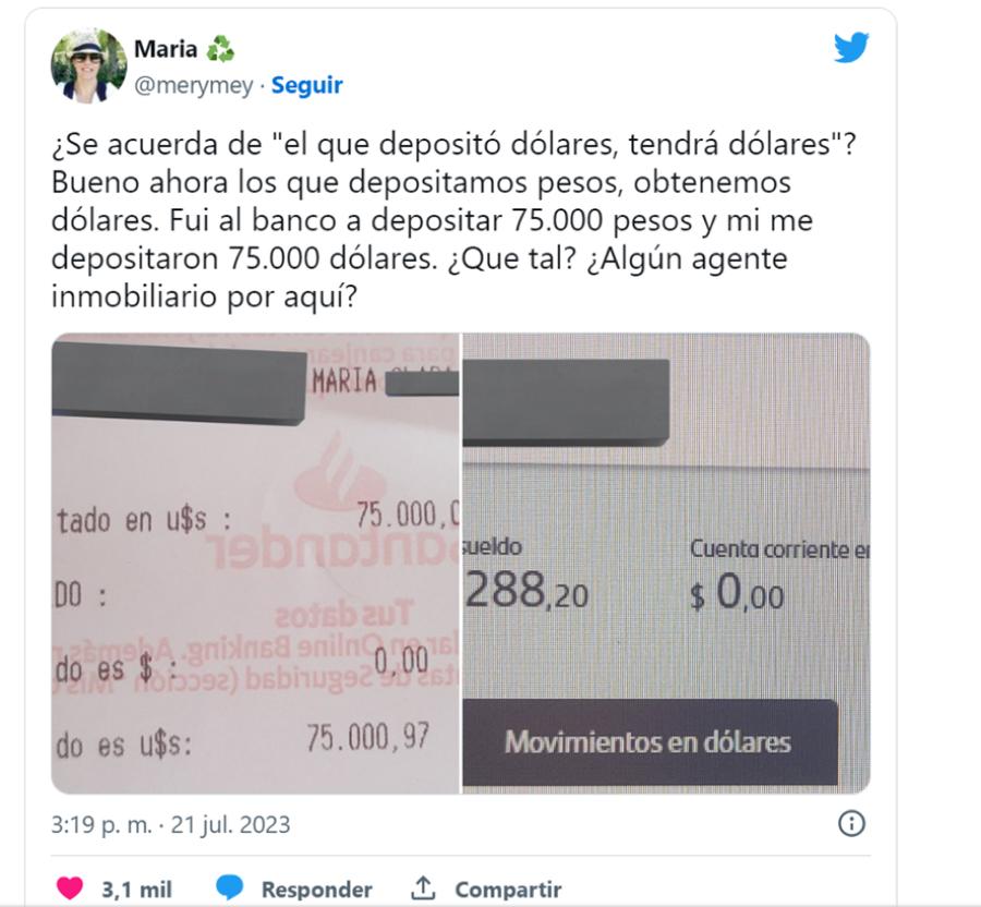 Depositó $ 75.000, el cajero se lo pasó a dólares y tomó una polémica decisión: Si los transfiero...