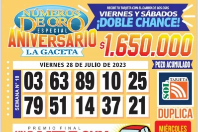Los Números de Oro de LA GACETA del 28 de julio de 2023