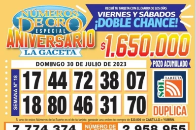 Los Números de Oro de LA GACETA del 30 de julio de 2023