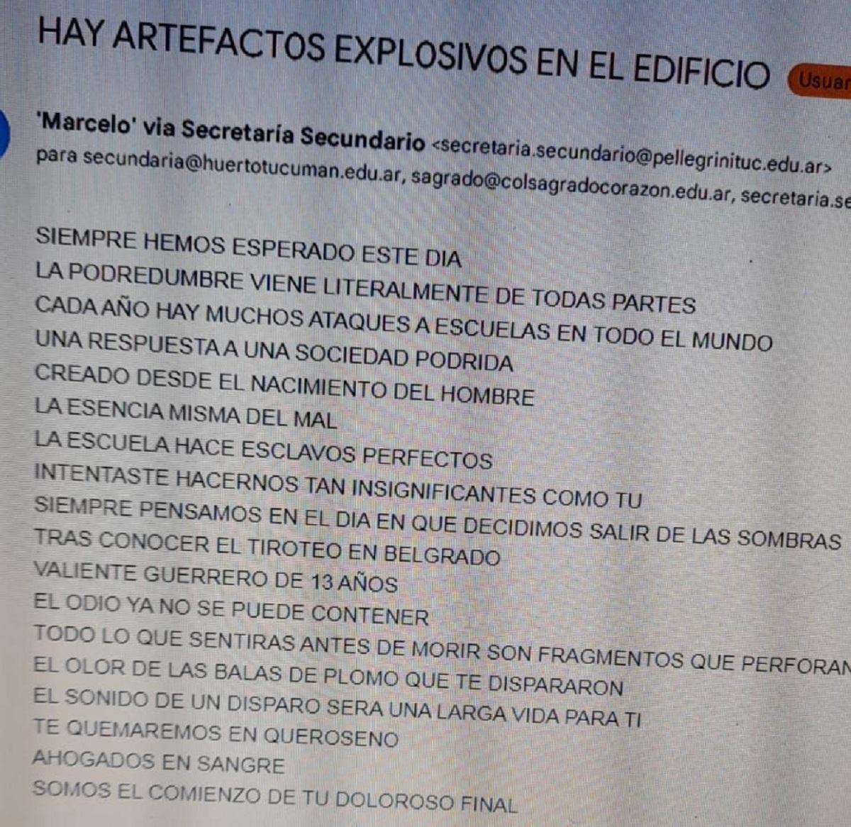 La curiosa amenaza que recibieron los colegios tucumanos que interrumpieron las clases