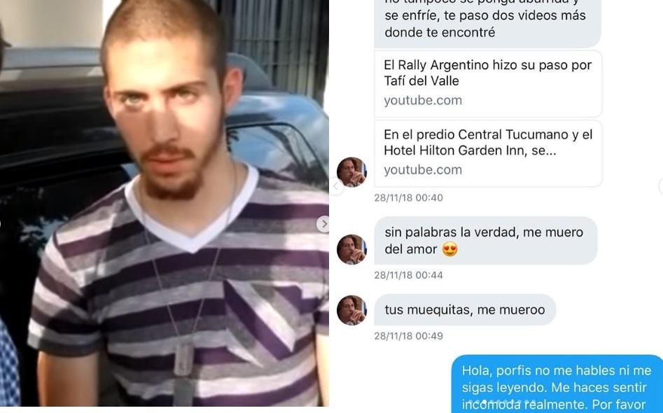 EL ACOSADOR y uno de los mensajes que le hizo llegar a la joven. 