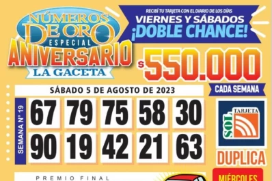 Los Números de Oro de LA GACETA del 5 de agosto de 2023