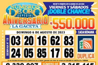 Los Números de Oro de LA GACETA del 6 de agosto de 2023