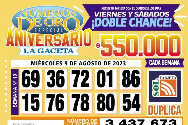 Los Números de Oro de LA GACETA del 9 de agosto de 2023
