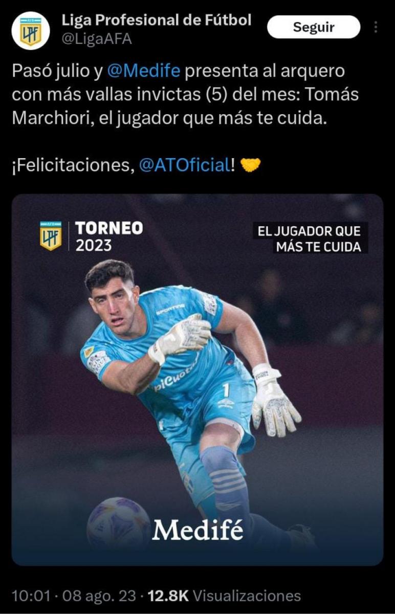 Tomás Marchiori fue galardonado como 