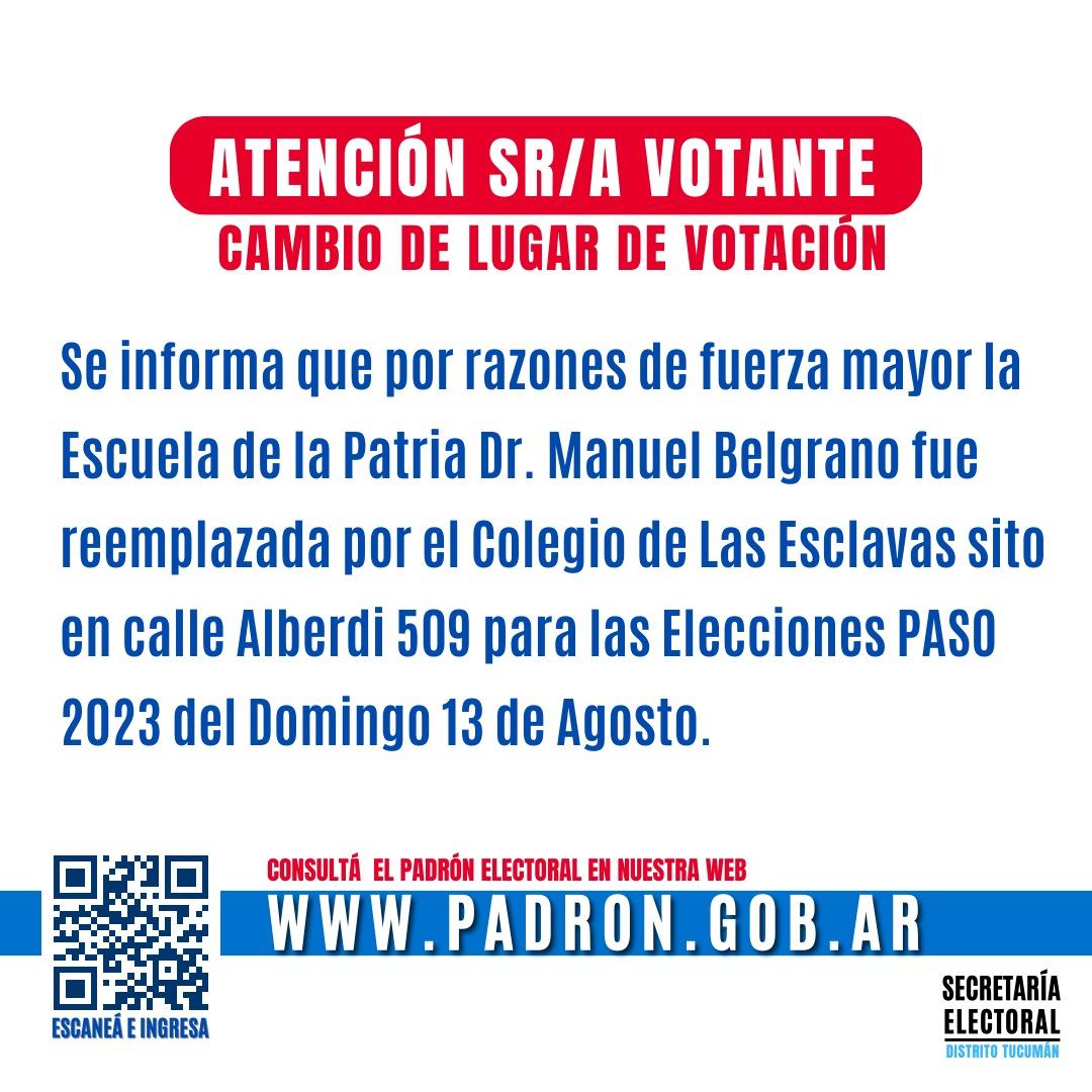 No se votará en la Escuela de la Patria: a dónde se trasladarán las urnas