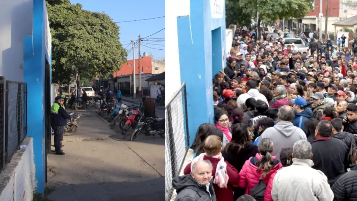 EL ANTES Y DESPUÉS. Escuela Tiburcio Padilla, en Banda del Río Salí, el 11 de junio y este domingo. FOTO LA GACETA / Juan Pablo Sánchez Noli