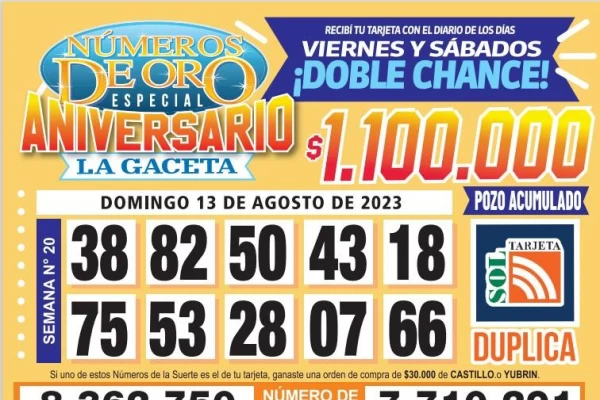 Los Números de Oro de LA GACETA del 13 de agosto de 2023
