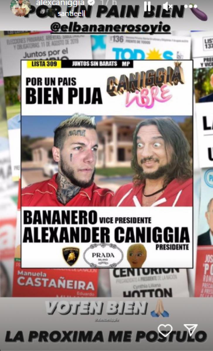 Alex Caniggia bromeó con su candidatura a presidente 