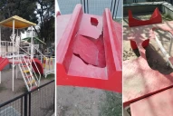 Destrozaron los juegos infantiles del puente de la Mate de Luna