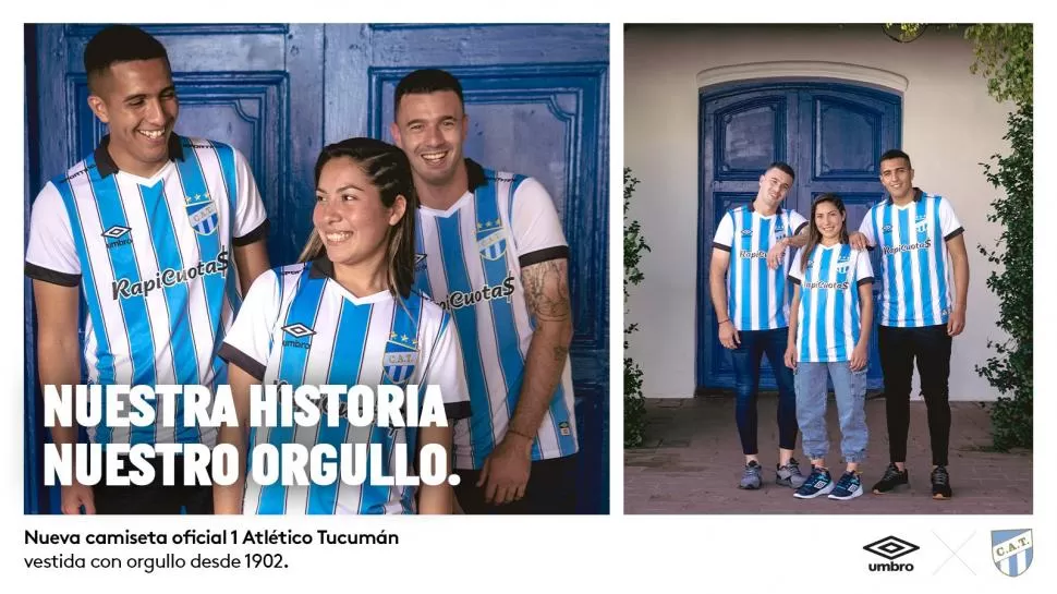 NUEVA PIEL. Juárez, del fútbol femenino, Romero y Carrera participaron de una sesión de fotos en la Casa Histórica, para la presentación de la camiseta. 