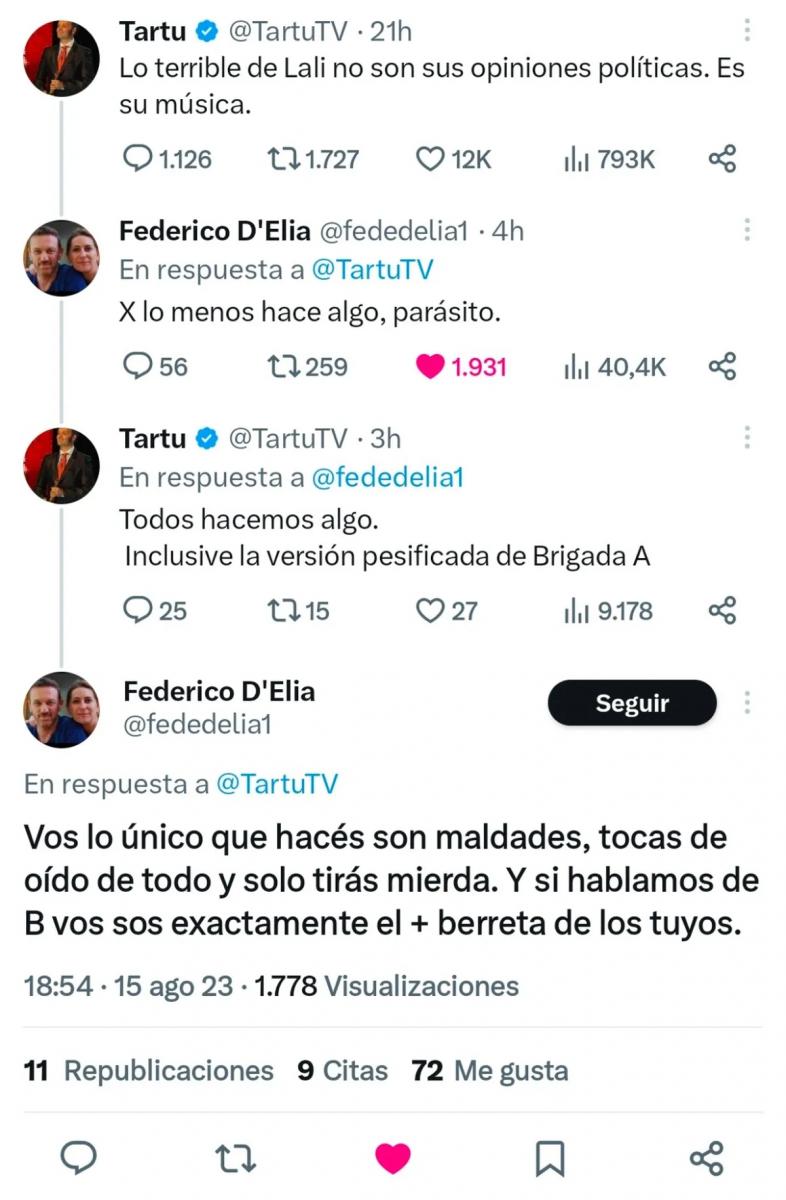 El fuerte cruce entre Federico D´Elia y un periodista de espectáculos: “Hace algo, parásito”