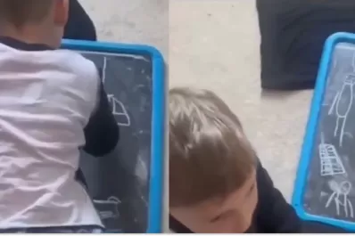 Video: un niño dibujó una espeluznante figura y aseguró que lo molesta por las noches