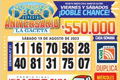 Los Números de Oro de LA GACETA del 19 de agosto de 2023