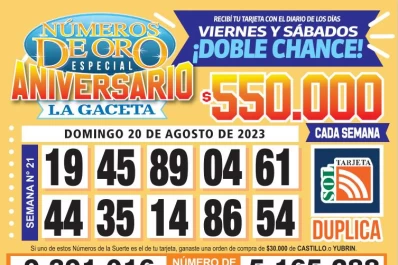 Los Números de Oro de LA GACETA del 20 de agosto de 2023