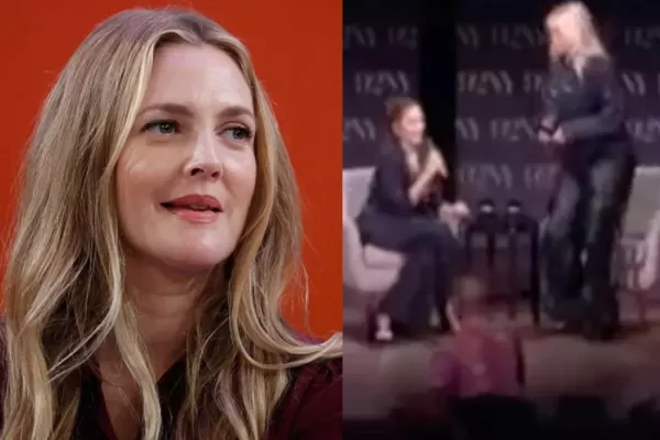 Acosada en pleno escenario: la actriz Drew Barrymore fue abordada a los gritos, con corridas y mucha tensión