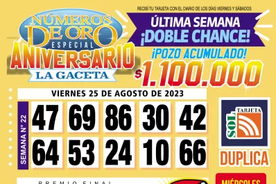 Los Números de Oro de LA GACETA del 25 de agosto de 2023