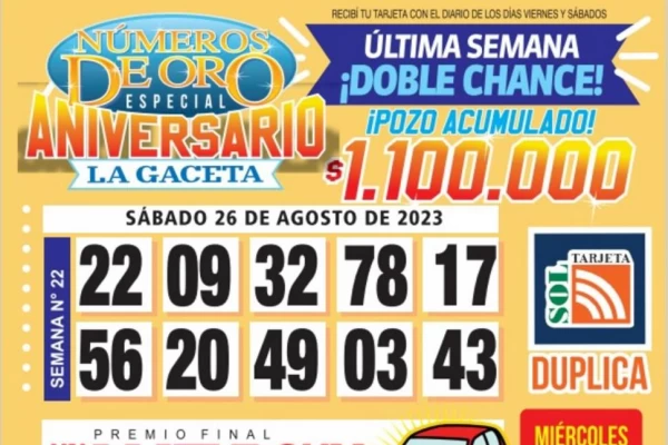 Los Números de Oro de LA GACETA del 26 de agosto de 2023