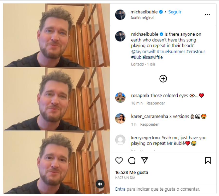 La publicación de Bublé que enloqueció a las fans de Taylor Swift